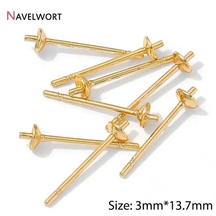 Boucles d'oreilles rondes en laiton plaqué or 14K, avec base en perle, pour la fabrication d'accesso