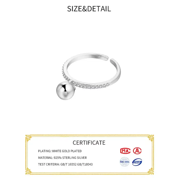 Bague minimaliste en argent regardé 925 pour femme