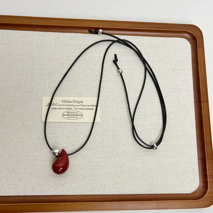 LATS-Collier pendentif goutte rouge simple coréen pour femme, mode pull de style exquis, accessoires