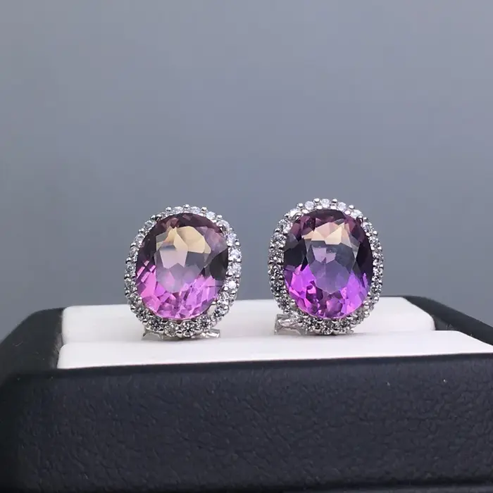 Boucles d'oreilles ovales en argent regardé 925 pour femme