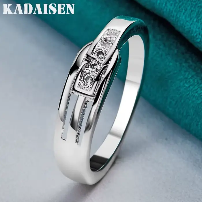 Argent sterling 925, zircon AAAAA 7-10 #   Bague pour femmes, bijoux de charme à la mode pour fête de mariage