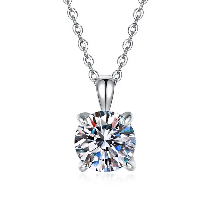 Mini Moissanite réel 925 en argent Sterling pendentif collier femme clavicule colliers bijoux de fêt