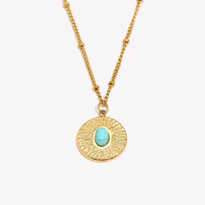 E.B.belle-Collier Rond Turquoise à Motifs