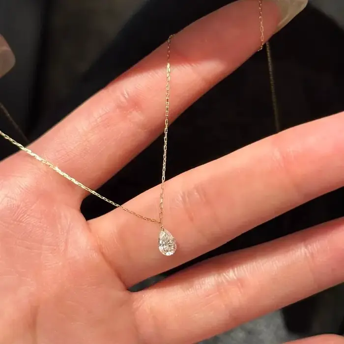 Collier pendentif goutte d'eau en zircon ANENJERY pour femme, chaîne de clavicule, bijoux élégants e