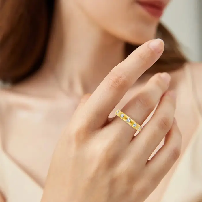 Bague de mariage en or véritable 14 carats pour femme