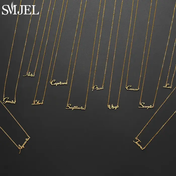 Collier en acier inoxydable avec lettres du zodiaque 12 constellations cadeau d'anniversaire pour femme horoscope bijoux femme occasions spéciales