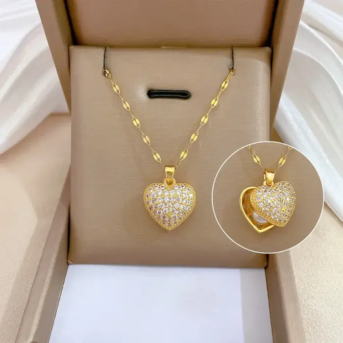 Collier huître en perles de cœur de pêche, à la mode et luxueux, chaîne de clavicule en acier inoxyd