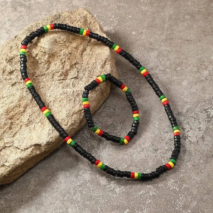 Collier créatif, ensemble de bijoux en perles de bois