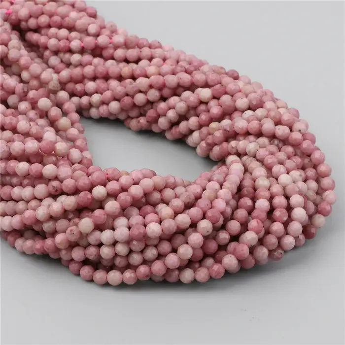 Perles rondes en pierre de Rhodochrosite naturelle de 2, 3 ou 4mm, petites perles à facettes, pour l