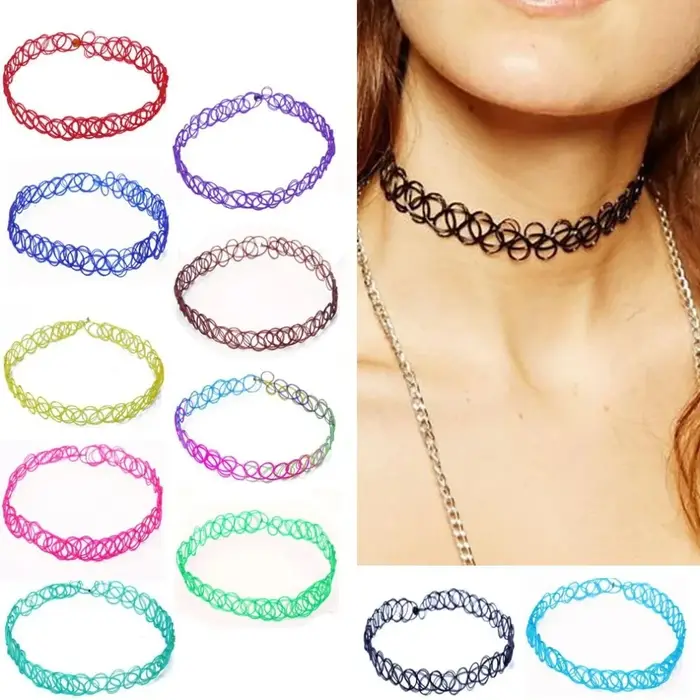 Collier ras du cou gothique pour filles, 100 pièces, mignon, Punk, extensible, bijoux féminins, cade