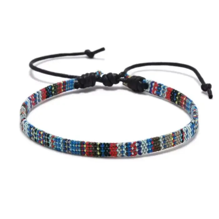 Bracelets à breloques unisexes faits à la main tissés en coton multicolores ethniques pour femmes hommes occasions spéciales