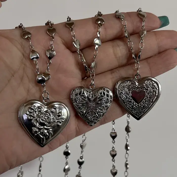 Pendentif en acier inoxydable en forme de cœur romantique ouvrable pour femmes et hommes bijou cadeau occasions spéciales
