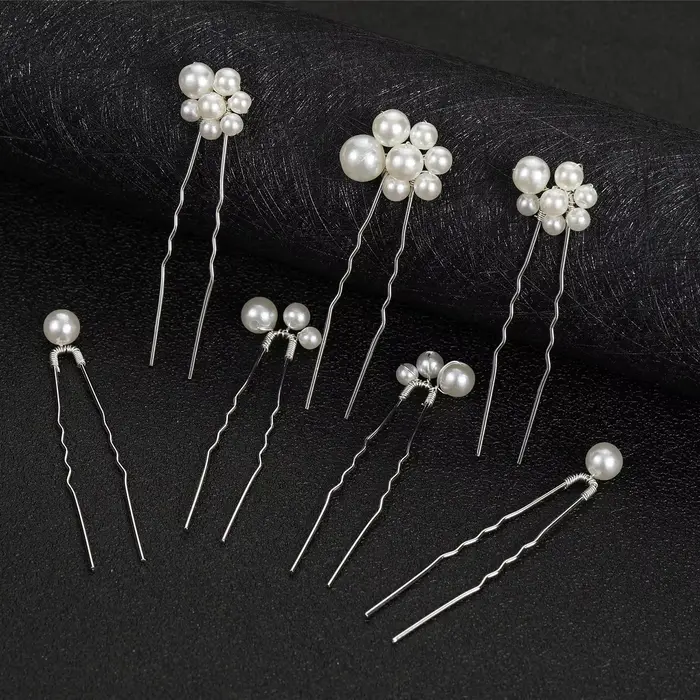 Épingle à cheveux en alliage doré en forme de U pour femme, pince à cheveux de mariée, perle de mari