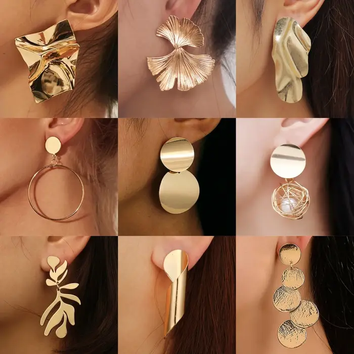 Boucles d'oreilles coréennes vintage dorées à la mode pour femmes pour les occasions spéciales années 2025