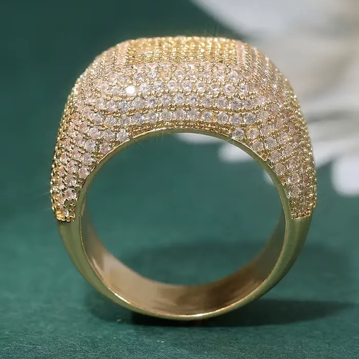 Magnifique bague de mariage large plaquée or pour femme