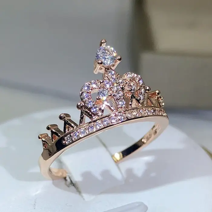 Bague couronne de princesse en argent 925 pour femmes