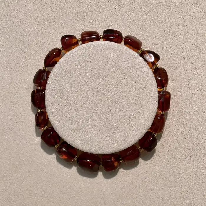 Bracelet en ambre naturel de 7x10mm-18cm, ambre sanguin, forme libre, pour femmes, cadeau, bijoux, f
