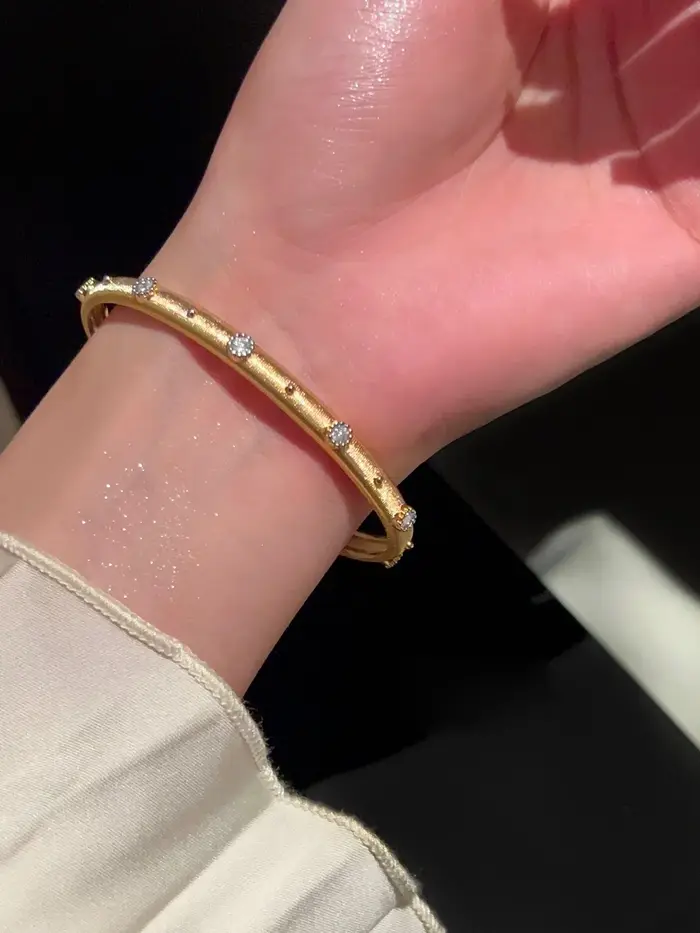 Or femmes 2025 nouveau Bracelet Vintage Buccella ouvert tissé or diamant Vintage bracelets pour femm