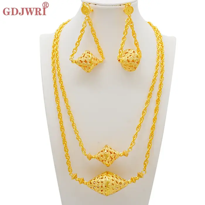 Ensemble de bijoux de dubaï pour femmes, collier élégant, boucles d'oreilles, fête de mariage, coule