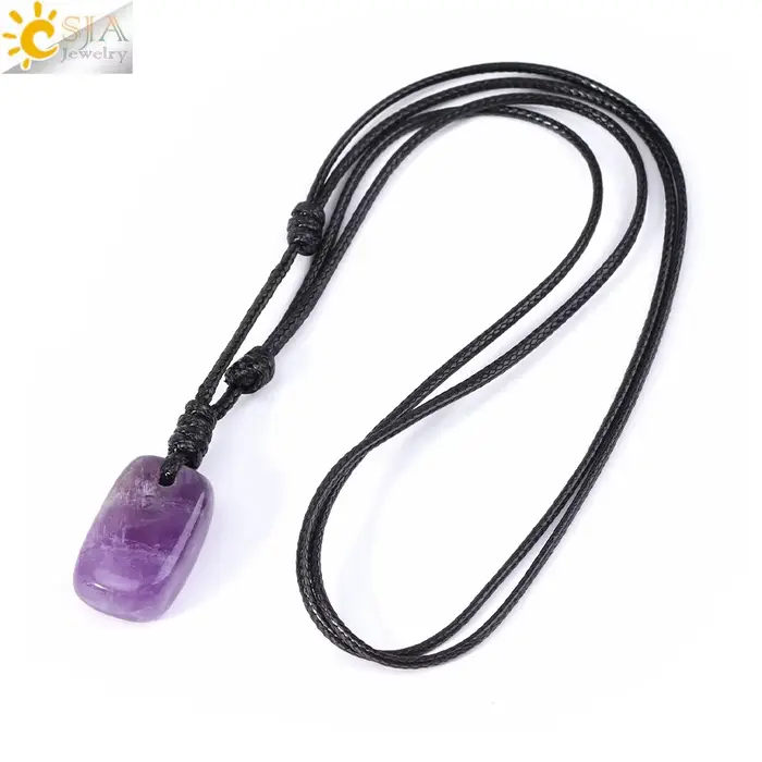 CSJA – colliers irréguliers en pierre naturelle, pendentif en cristal pour femmes et hommes, corde r