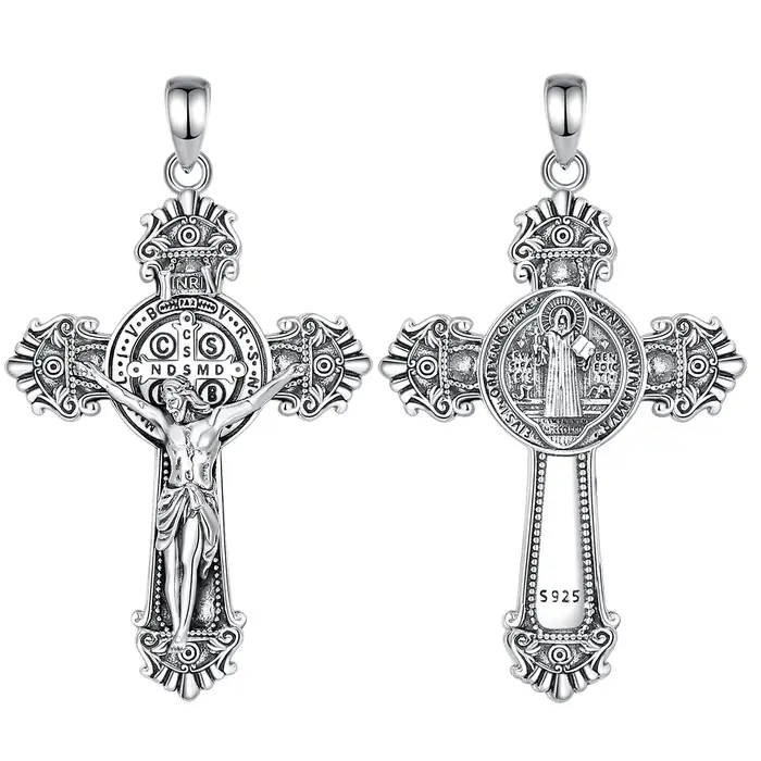 Eudora-Collier médaille Saint Benoît en argent regardé 925 pour hommes et femmes, amulette croix San