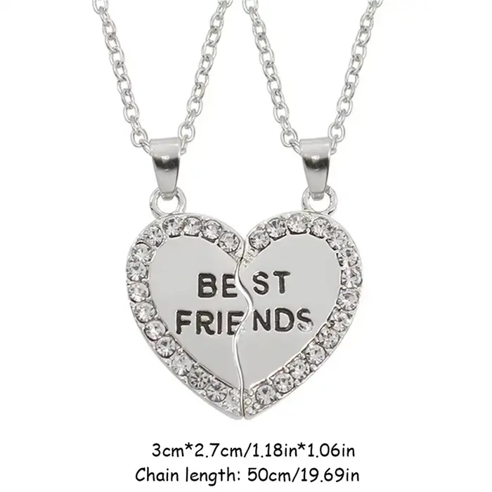 Collier pendentif en forme de cœur pour meilleures amies