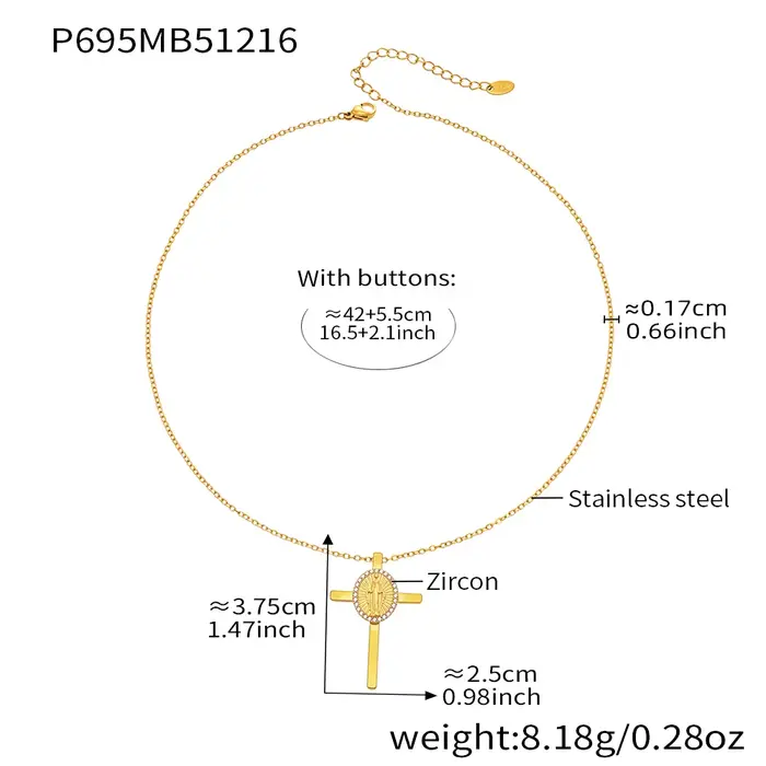 Liora Vintage Religion croix pendentif collier pour femmes hommes couleur or chaîne en acier inoxyda