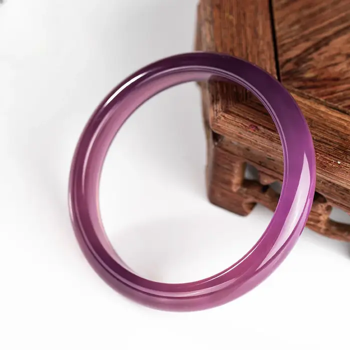 Bracelet en Agate Violette Empereur pour Femme, Marbre