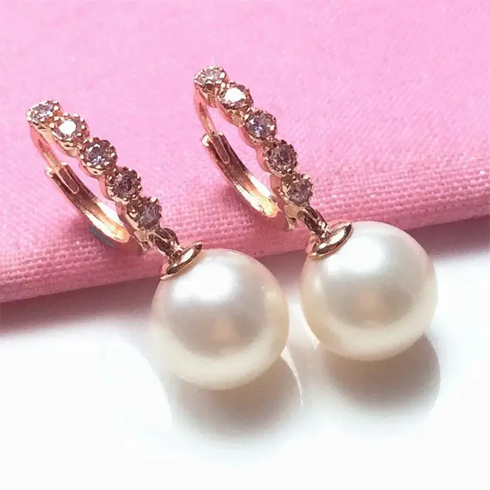 Boucles d'oreilles en perles pour femmes, or violet, exquises, plaqué or Rose 14K, incrustation de d
