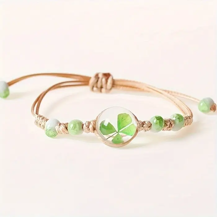Nouveau Bracelet en céramique bijoux fleur séchée herbe porte-bonheur étoile Simple Bracelet tissage
