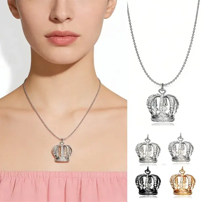 Collier pendentif couronne élégant