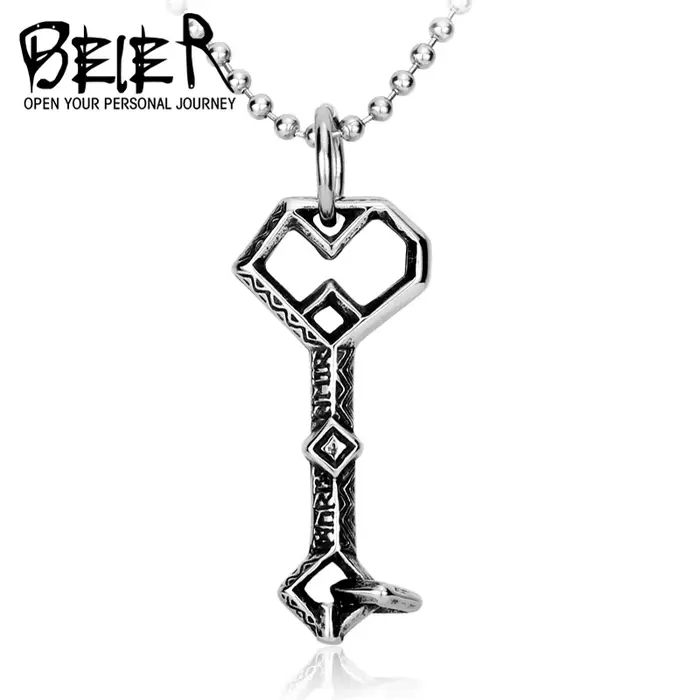 Beier nouveau magasin 316L pendentif en acier inoxydable collier le Thorin Erebor clé chaîne de mode