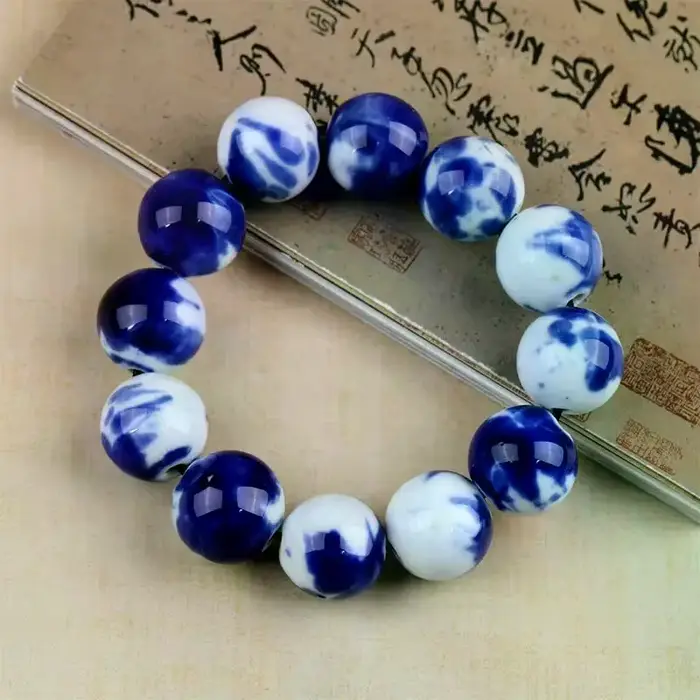 Bracelet en perles de céramique pour femmes, style vintage, en porcelaine, fait main, réglable, élégant, idée cadeau