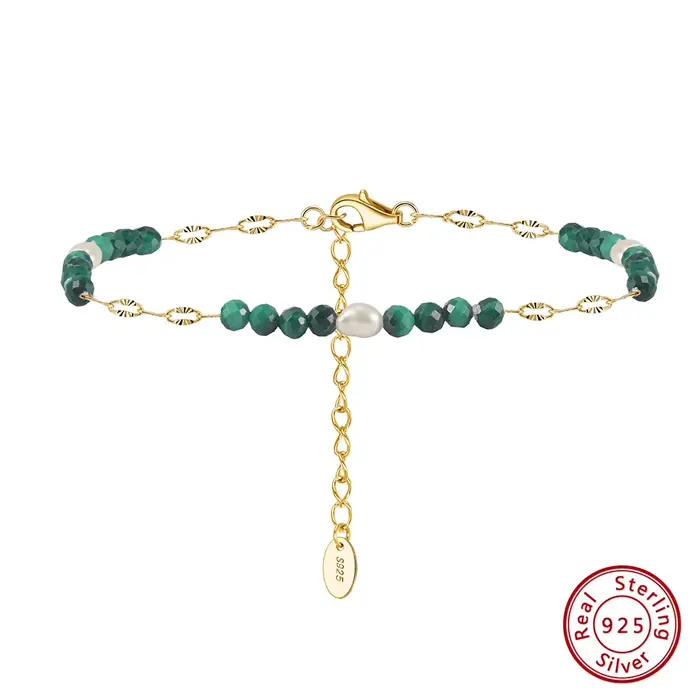 KISS MANDY – Bracelet en argent Sterling 925, style bohème, perles de Malachite, bijoux, chaîne à ma