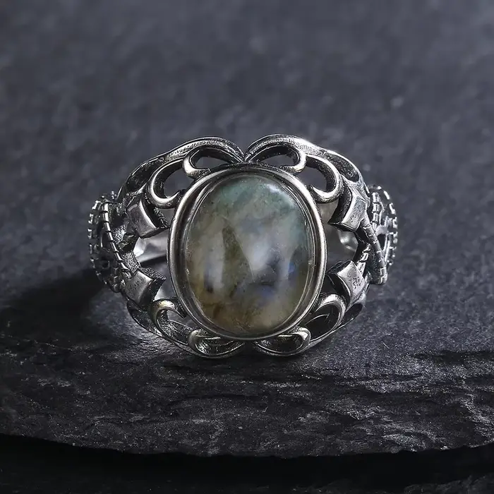 Bague vintage en lapis-lazuli pour homme et femme
