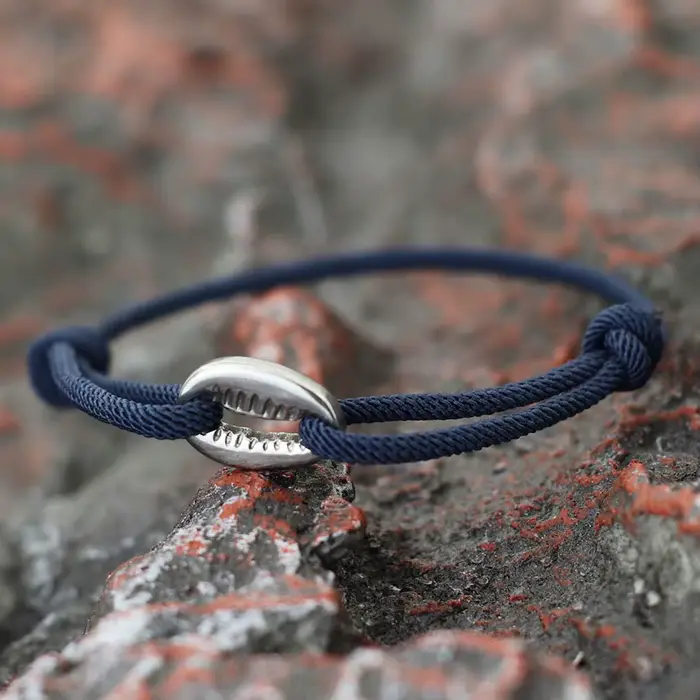 Bracelet en macramé en corde tissée à la main pour hommes, réglable, en Nickel, coque noire, pour l'été, la plage, le surfeur, Pulseira Corda Masculina