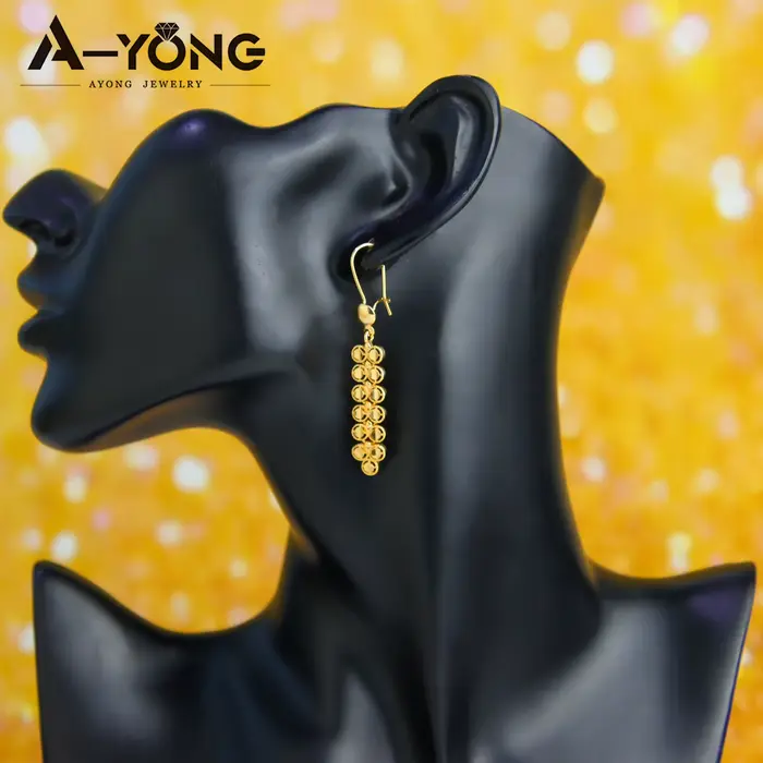 Argelie mariée élégante boucles d'oreilles goutte 21k plaqué or mode feuille italienne balancent bou
