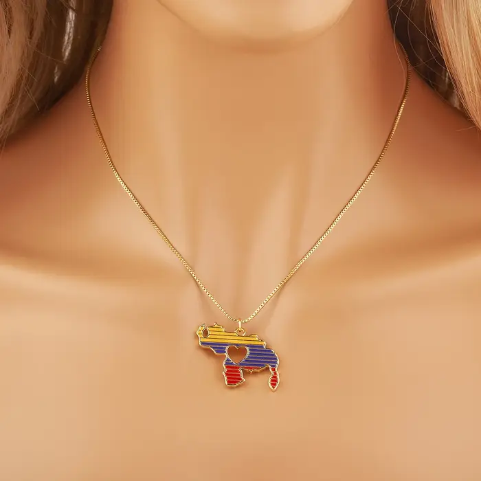 Nidin nouvelle mode Venezuela carte coeur conception pendentif à breloque collier pour femmes hommes personnalité clavicule chaîne accessoires cadeaux