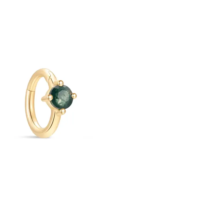 AIDE 14K or unique 1pc 6/8/10mm boucle d'oreille pour les femmes naturel eau herbe Agate boucle d'or