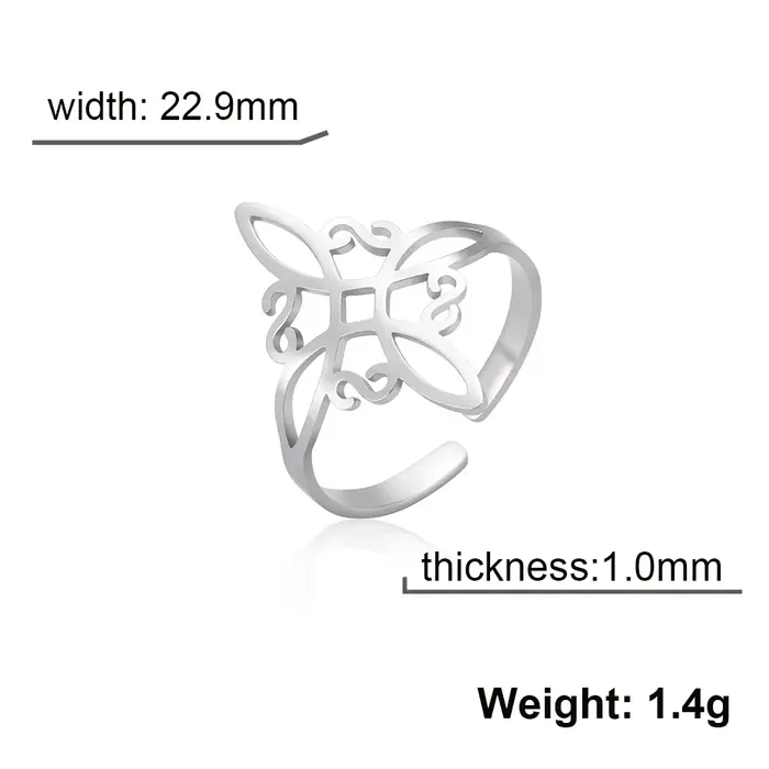 Skyrim – bague à nœud de sorcière pour femmes, en acier inoxydable, ouverte et réglable, amulette de