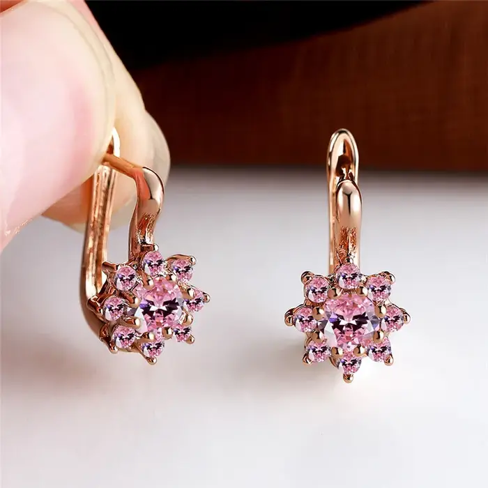 Boucles d'oreilles en Zircon couleur or Rose
