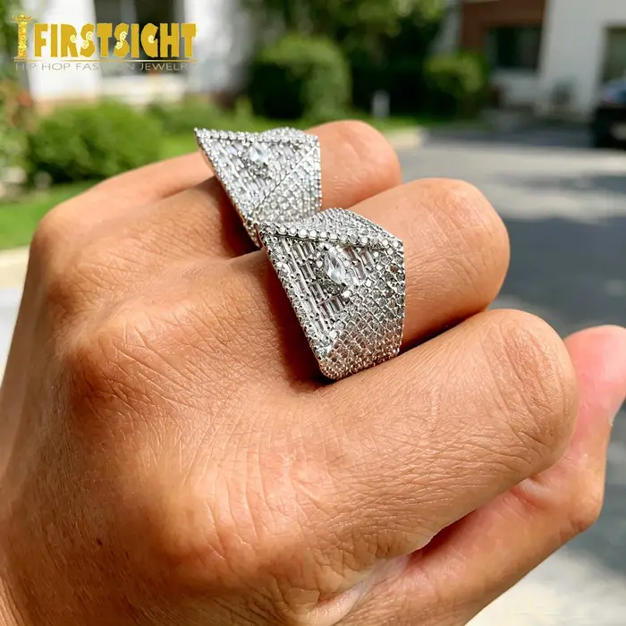 Bague maçonnique IlluminSauEye en plaqué or 18 carats avec zircone cubique pour hommes styles hip-hop rock tracker de sommeil humeur