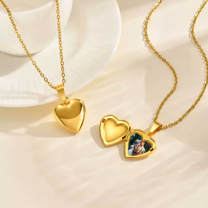 Collier pendentif photo coeur personnalisé, image personnalisée, collier verrouillé, bijoux pour fem