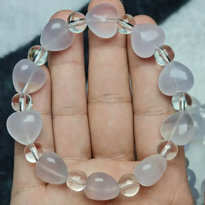 Bracelet en forme de cœur en fluorite violette naturelle de couleur claire A+, accessoires de charme