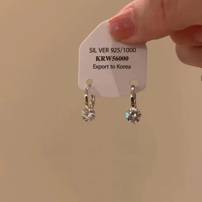 Boucles d'oreilles scintillantes en zircon pour femmes, style coréen, strass géométrique, élégantes pour mariage et bureau