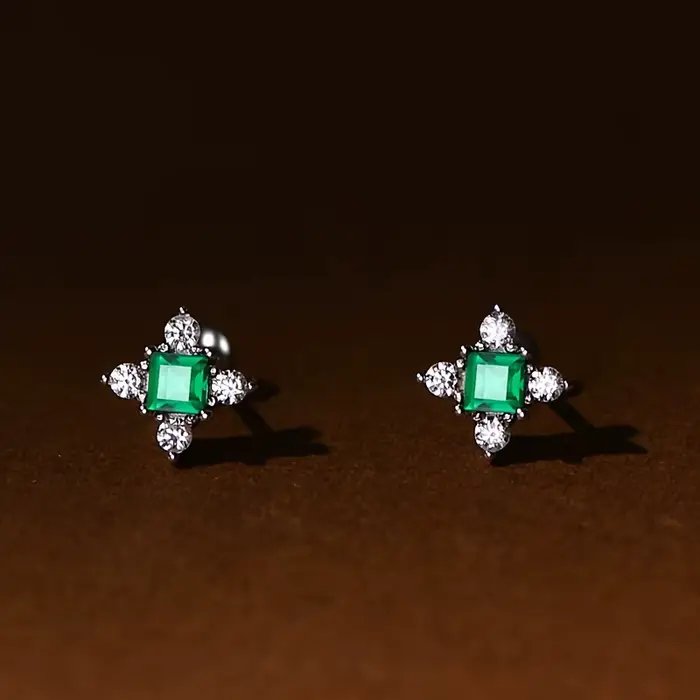 Mini boucles d'oreilles rétro en argent sterling 925, style palais antiallergique, pas besoin d'enle
