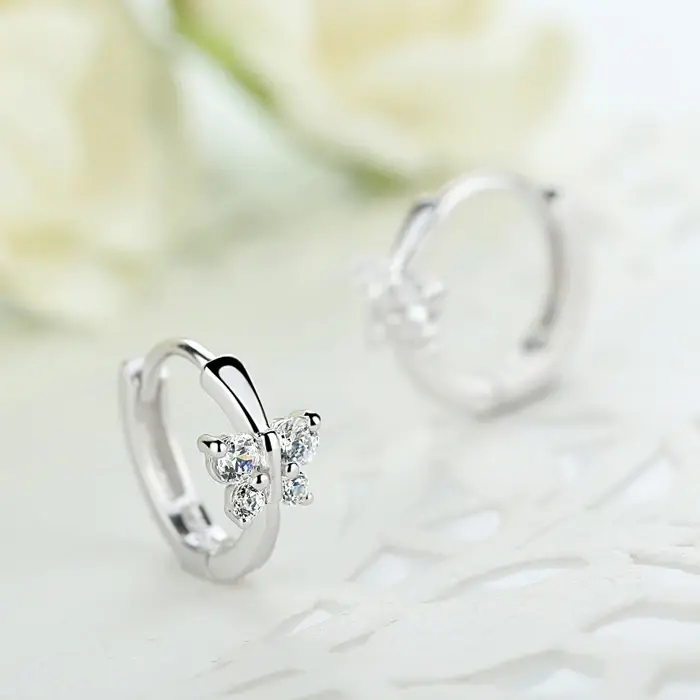 Bébé princesse 925 argent papillon zircone petite boucle d'oreille pour filles enfant femmes beaux Aros Huggies
