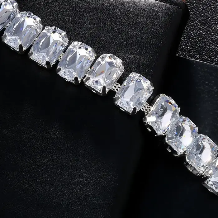 Collier en cristal rose bleu brillant réglable pour femmes grandes occasions spéciales soirée vintage mode