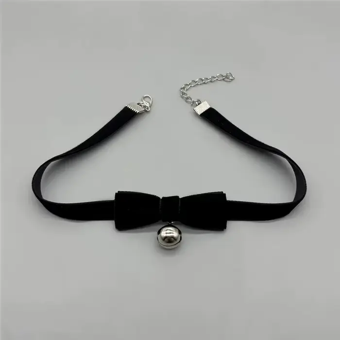 Collier ras du cou avec nœud en velours pour femmes, pendentif cloche, chaîne de clavicule, élégant,