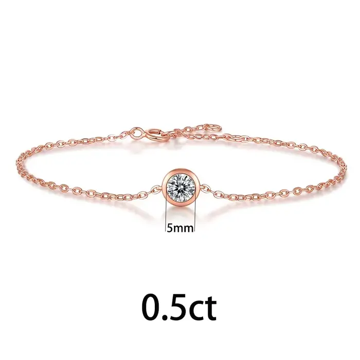 M-JAJA Ensemble de bijoux en argent S925 plaqué or rose avec bague en moissanite sertie clos, collie